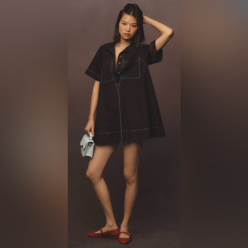 Maeve Black Dress with White Details
